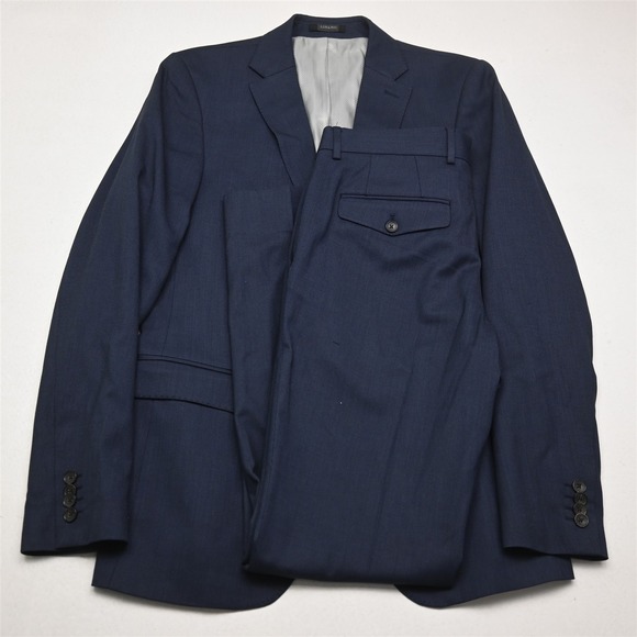 Zara 40R 32x34 Blue Birdseye Mens Jacket Pants Suit